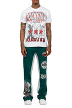 Racing Grung White/Green T-Shirt/Stacked Baggy Track Pant Set