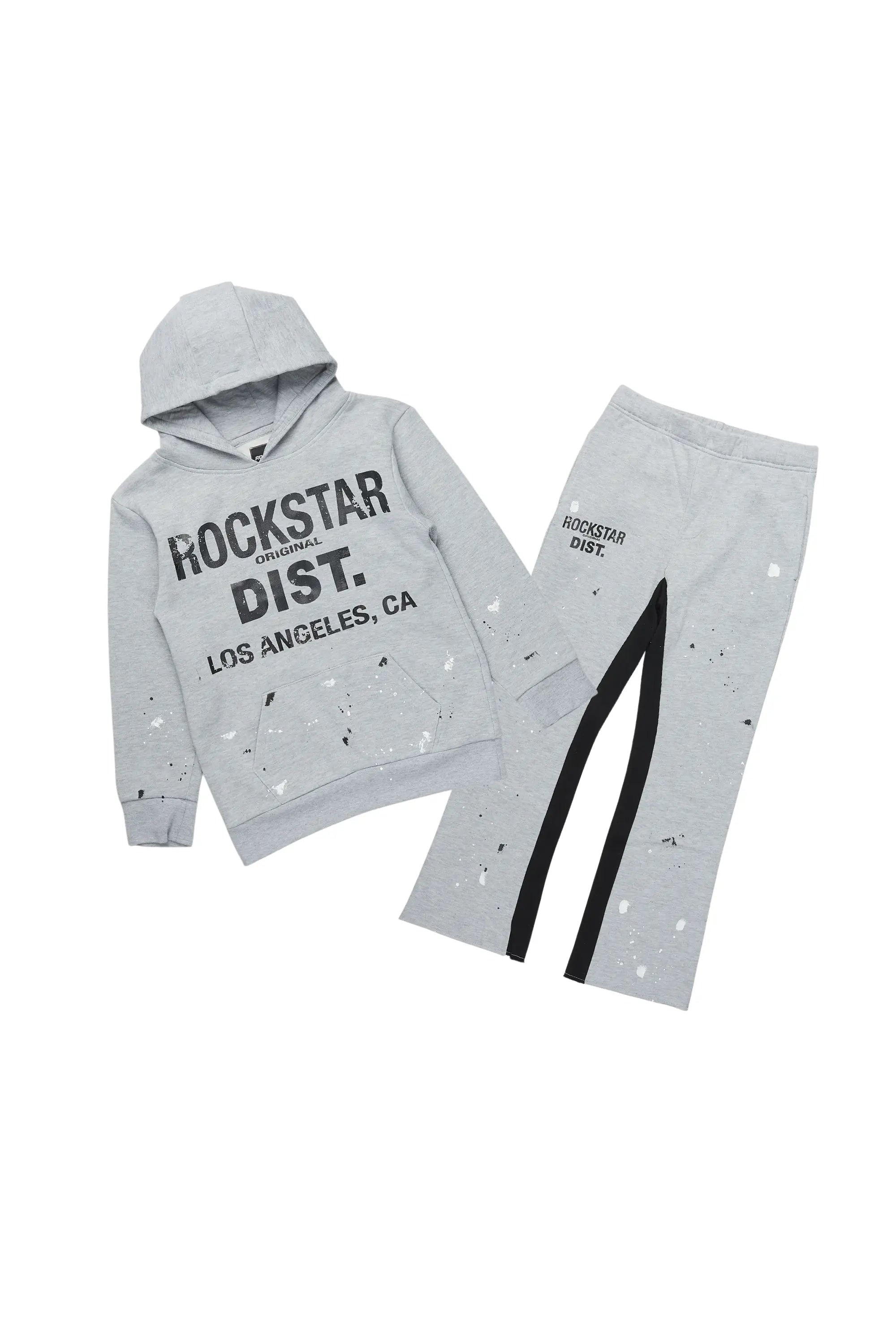 Boys Scottie Grey/Heather Grey Stacked Baggy Track Set