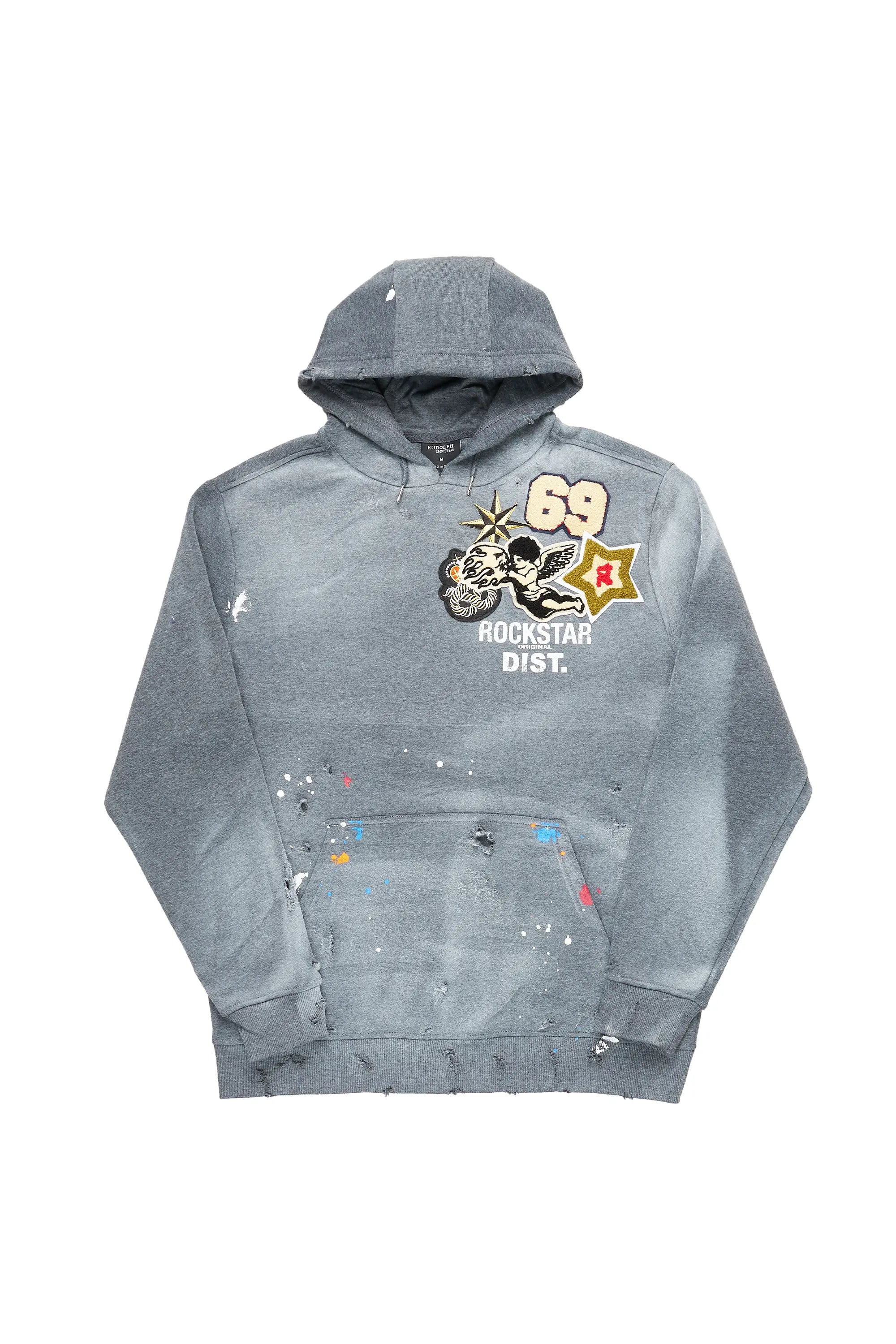 Samuel Charcoal Patchwork Graphic Hoodie