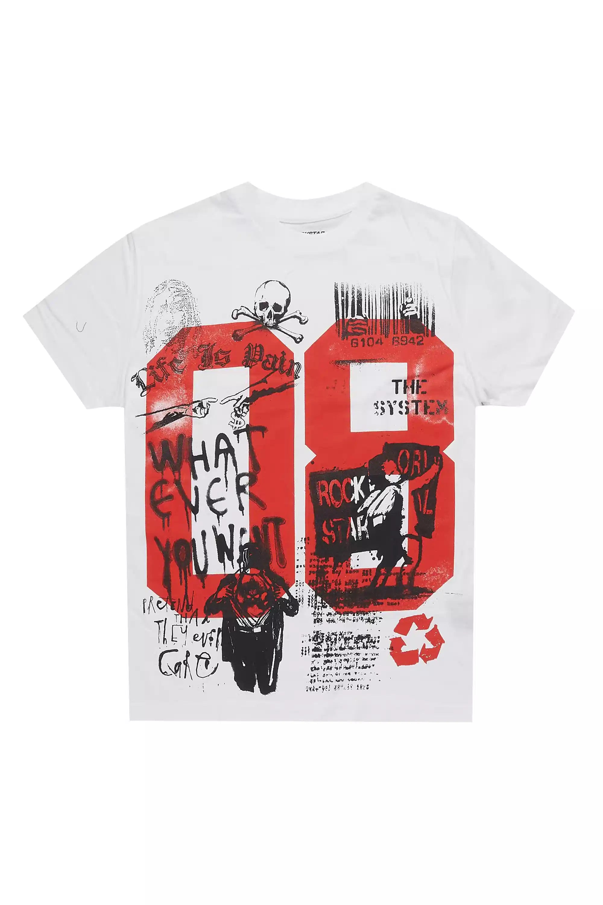 Girls Kammy White/Red Graphic T-Shirt