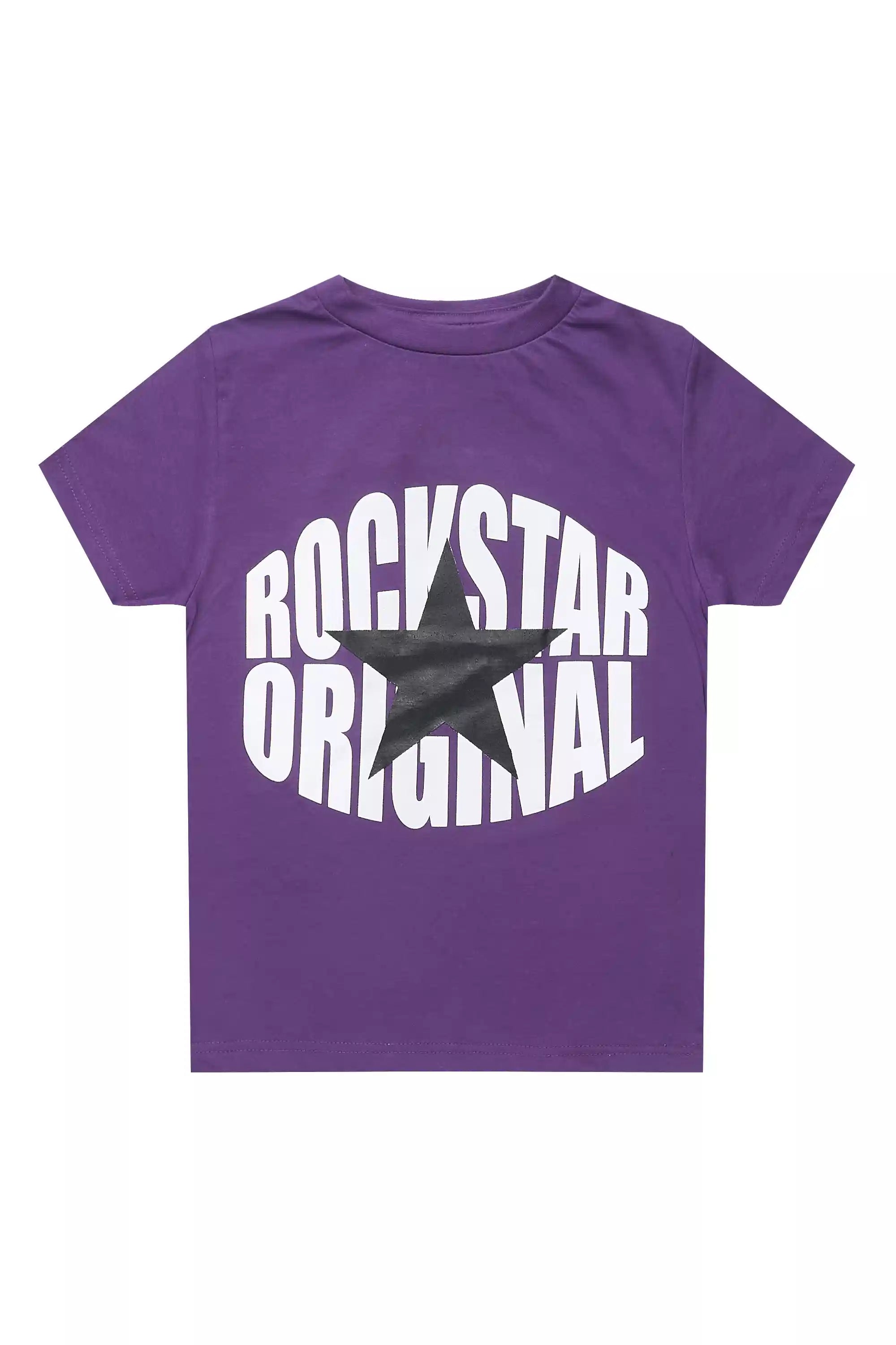 Boys Ezra Purple/White Graphic T-Shirt