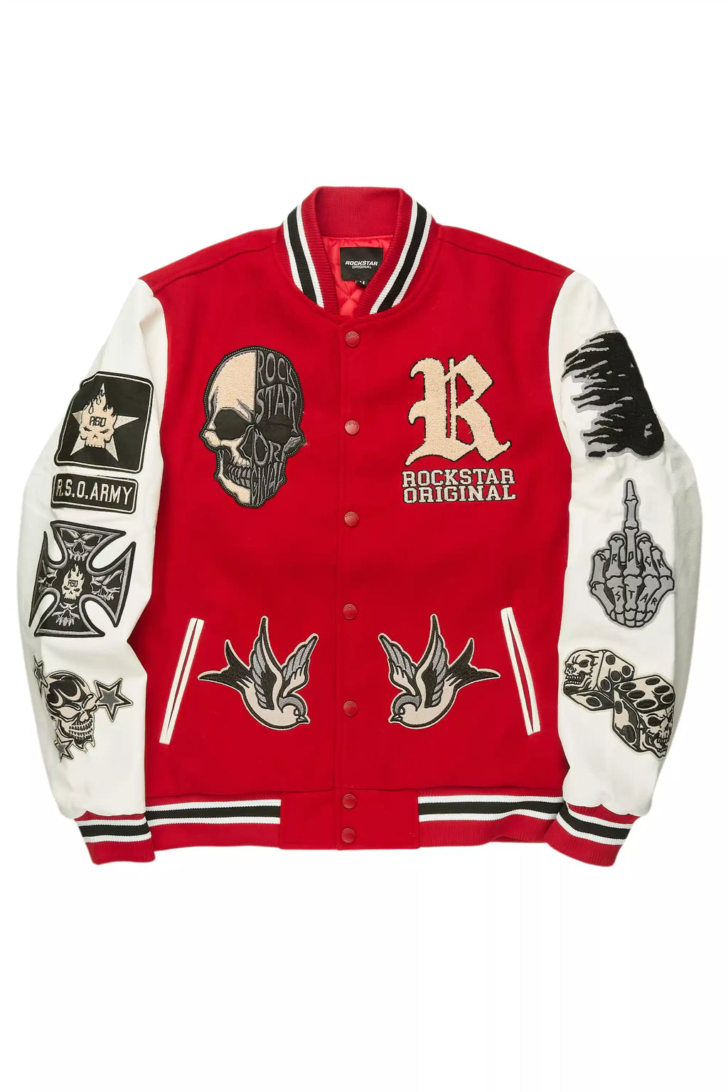 Nikkeda Red Oversized Varsity Jacket