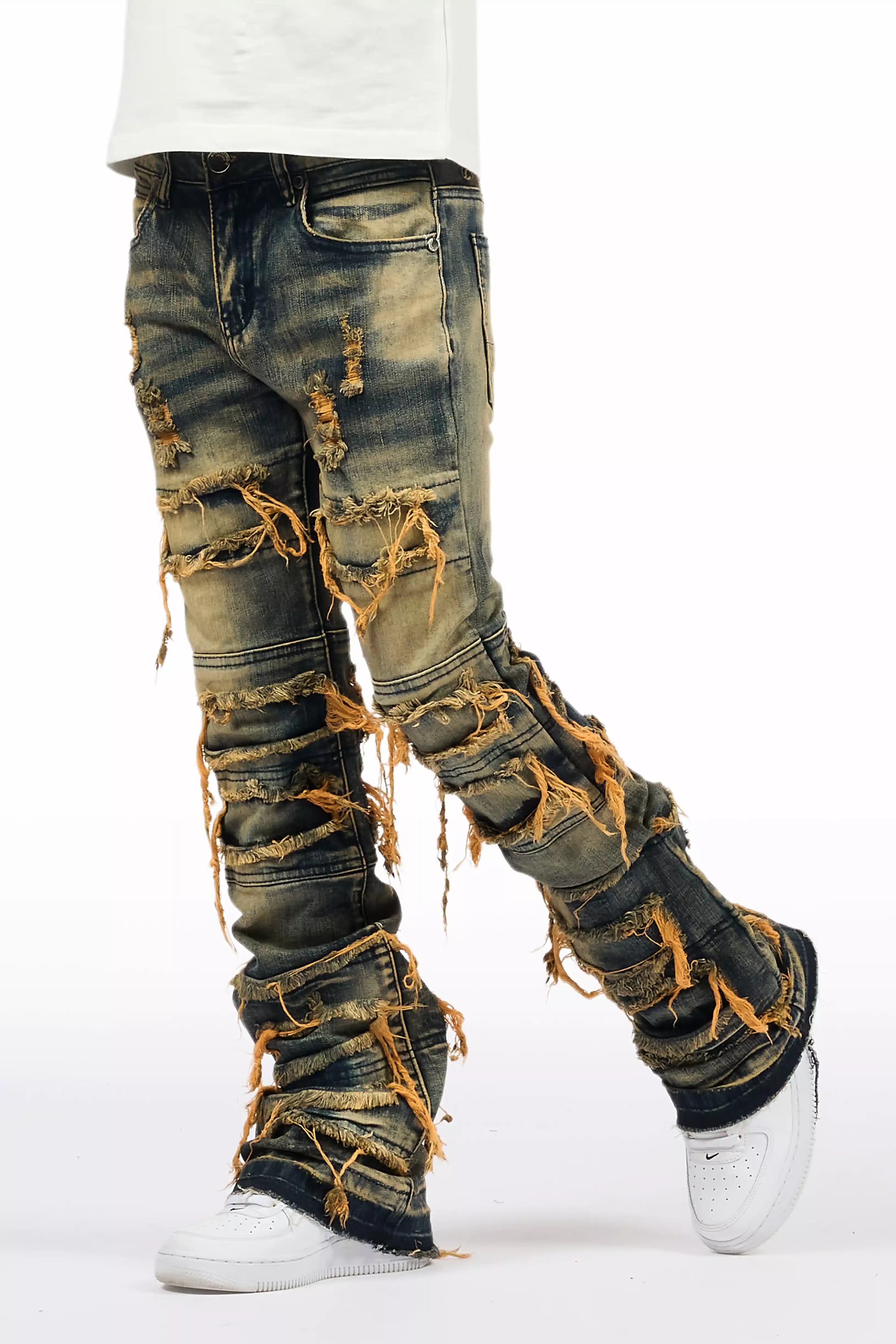 Boys Vasco Tint Dark Wash Blue Stacked Flare Jean