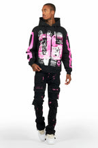 Grill Black/Pink Hoodie/Stacked Flare Jean Bundle