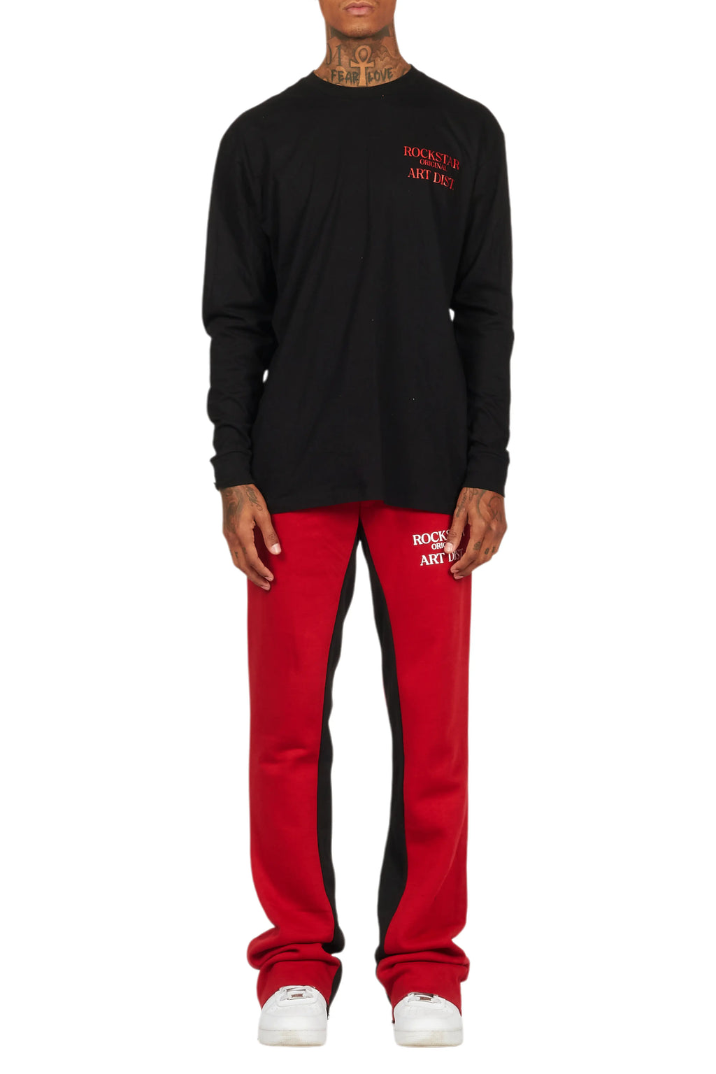 Briggs Burgundy Long Sleeve T-Shirt/Baggy Pant Set