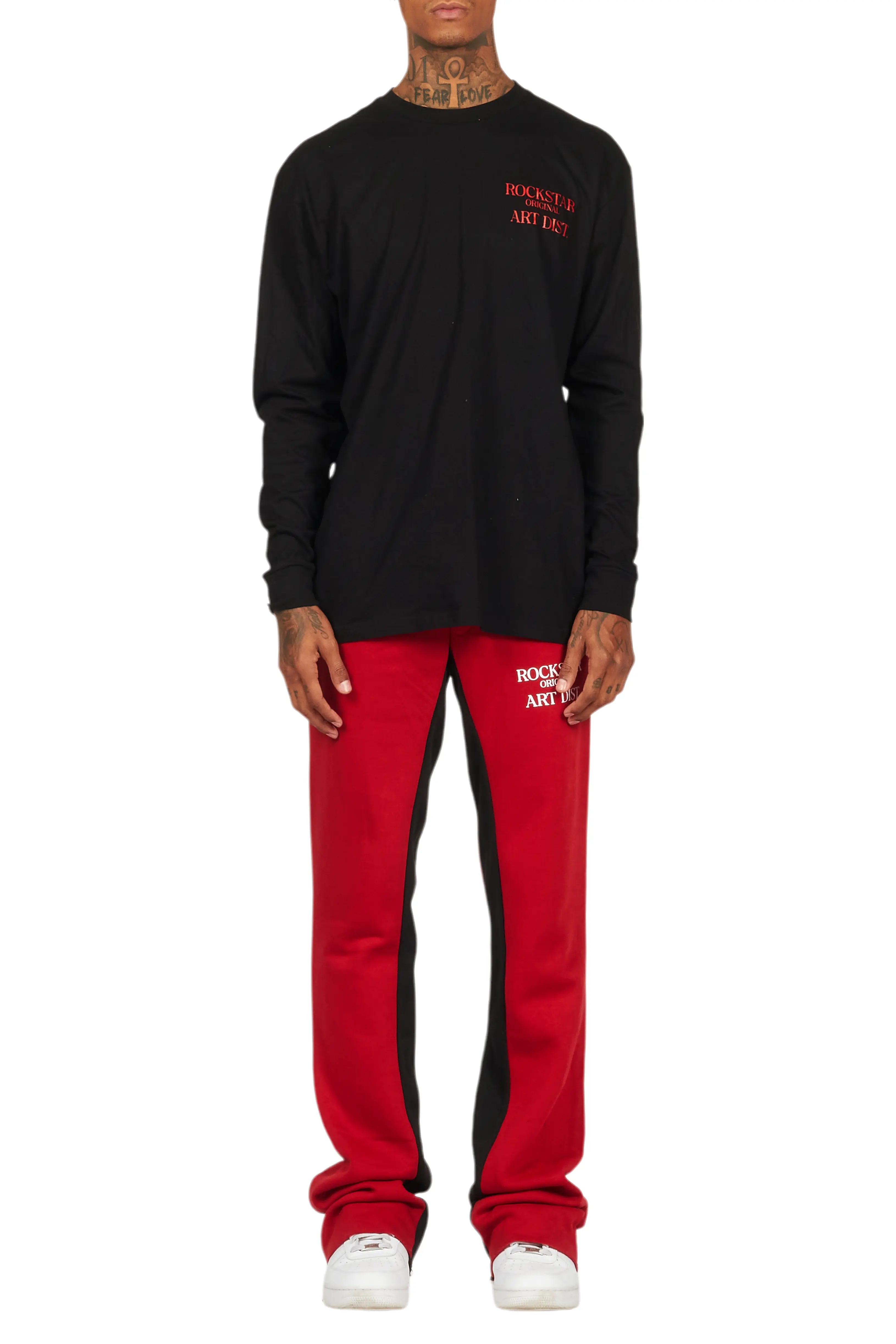 Briggs Burgundy Long Sleeve T-Shirt/Baggy Pant Set