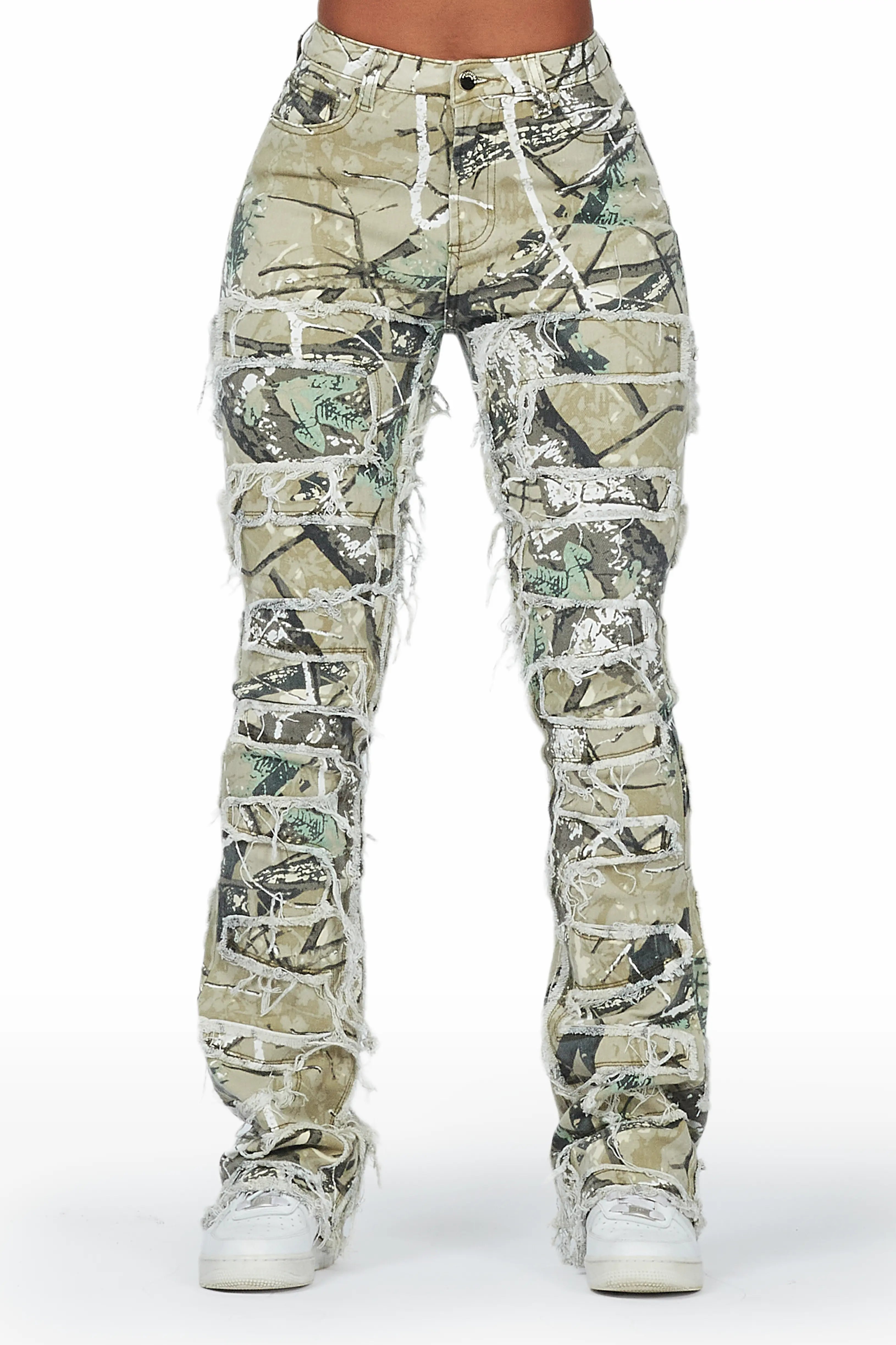 Zariyah Tree Camo Stacked Flare Jean