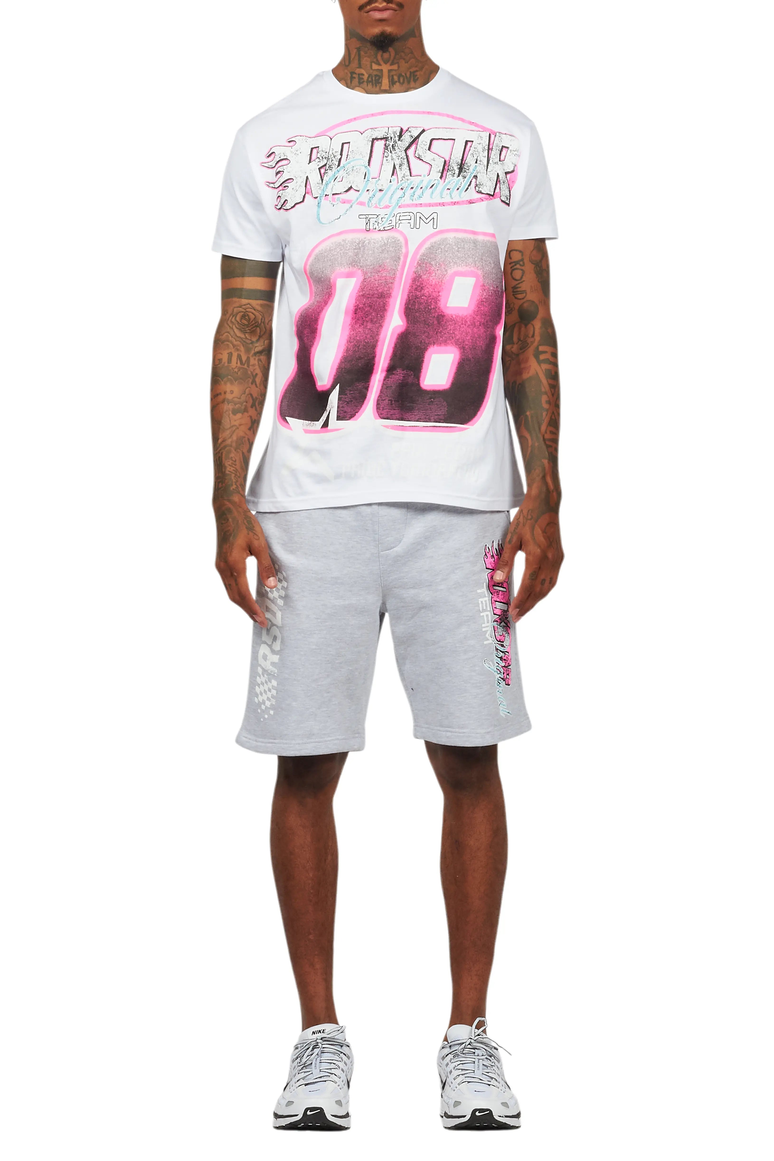 Theo White/Grey T-Shirt Short Set