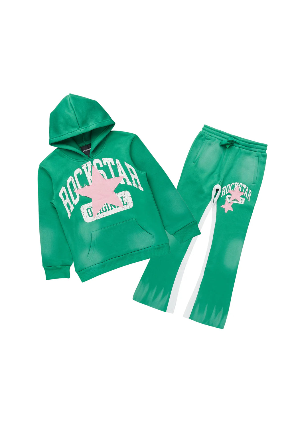 Boys States Green Stacked Hoodie Track Set