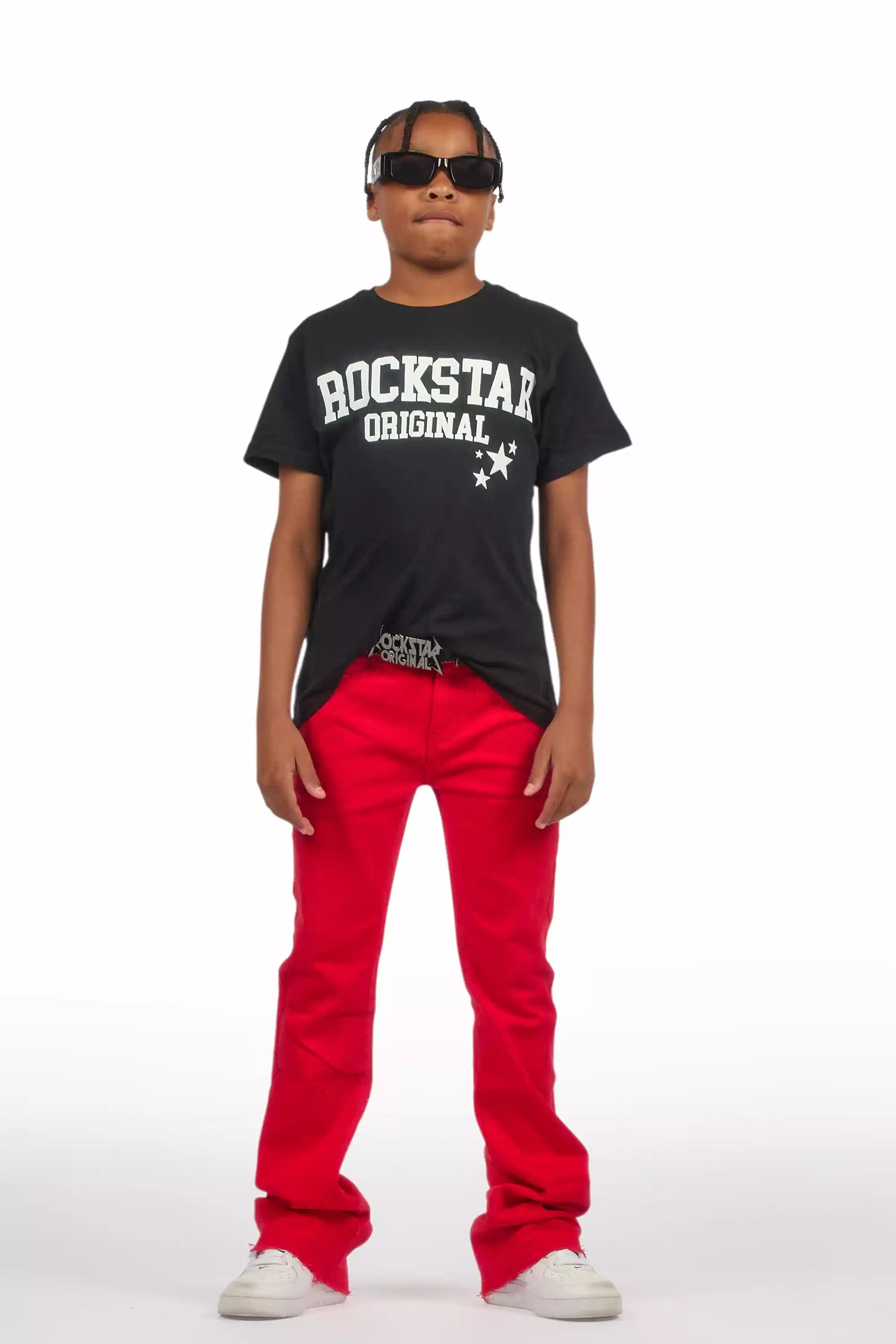 Boys Dag Red Stacked Flare Jean
