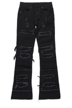 Boys Vasco Jet Black Stacked Flare Jean