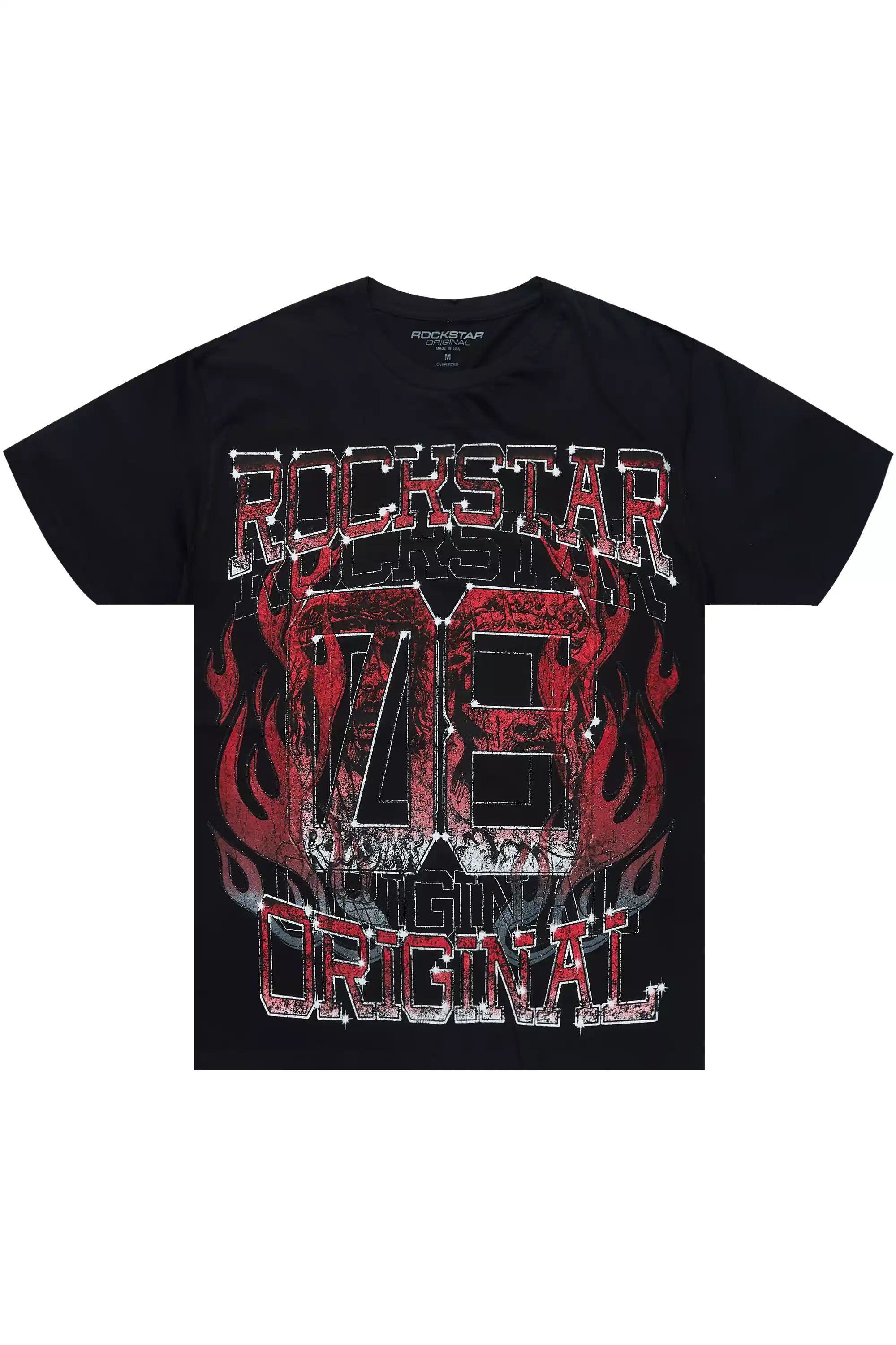 Veyene Black/Red Oversized Graphic T-Shirt