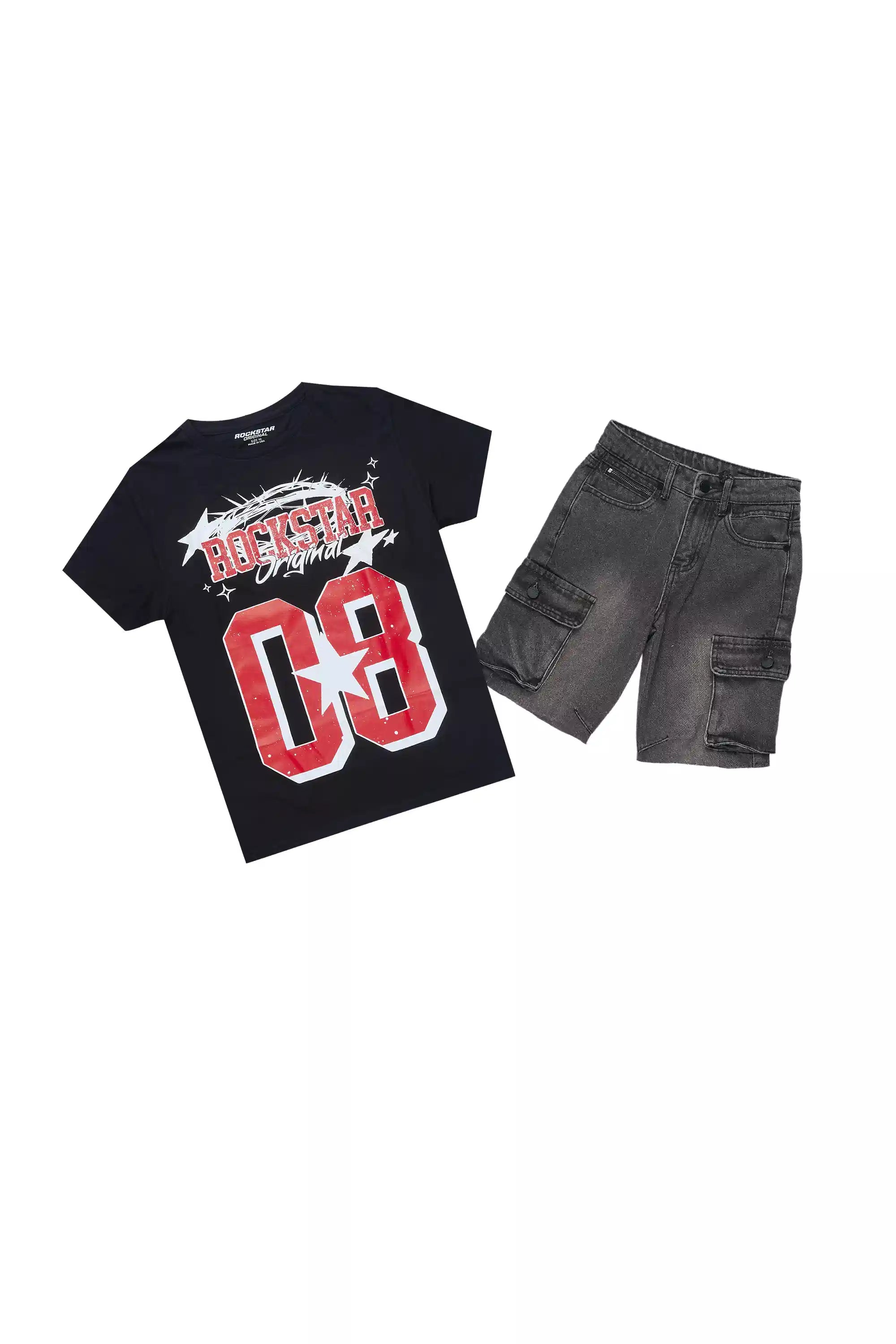 Boys All Star Black T-Shirt/Denim Short Set