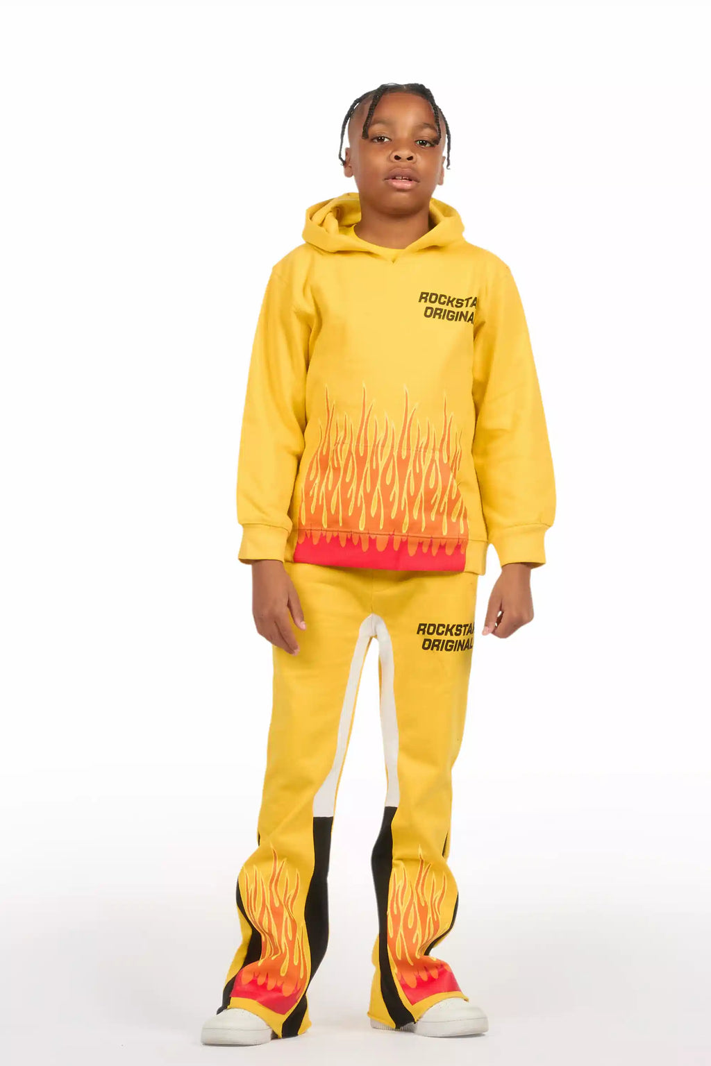 Boys Roeland Yellow/Red Stacked Flare Pant Set