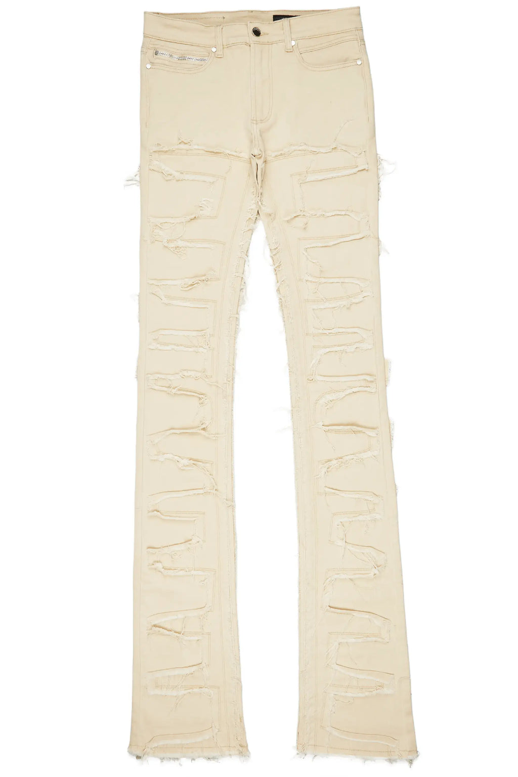 Boys Hallie Beige Super Stacked Flare Jean