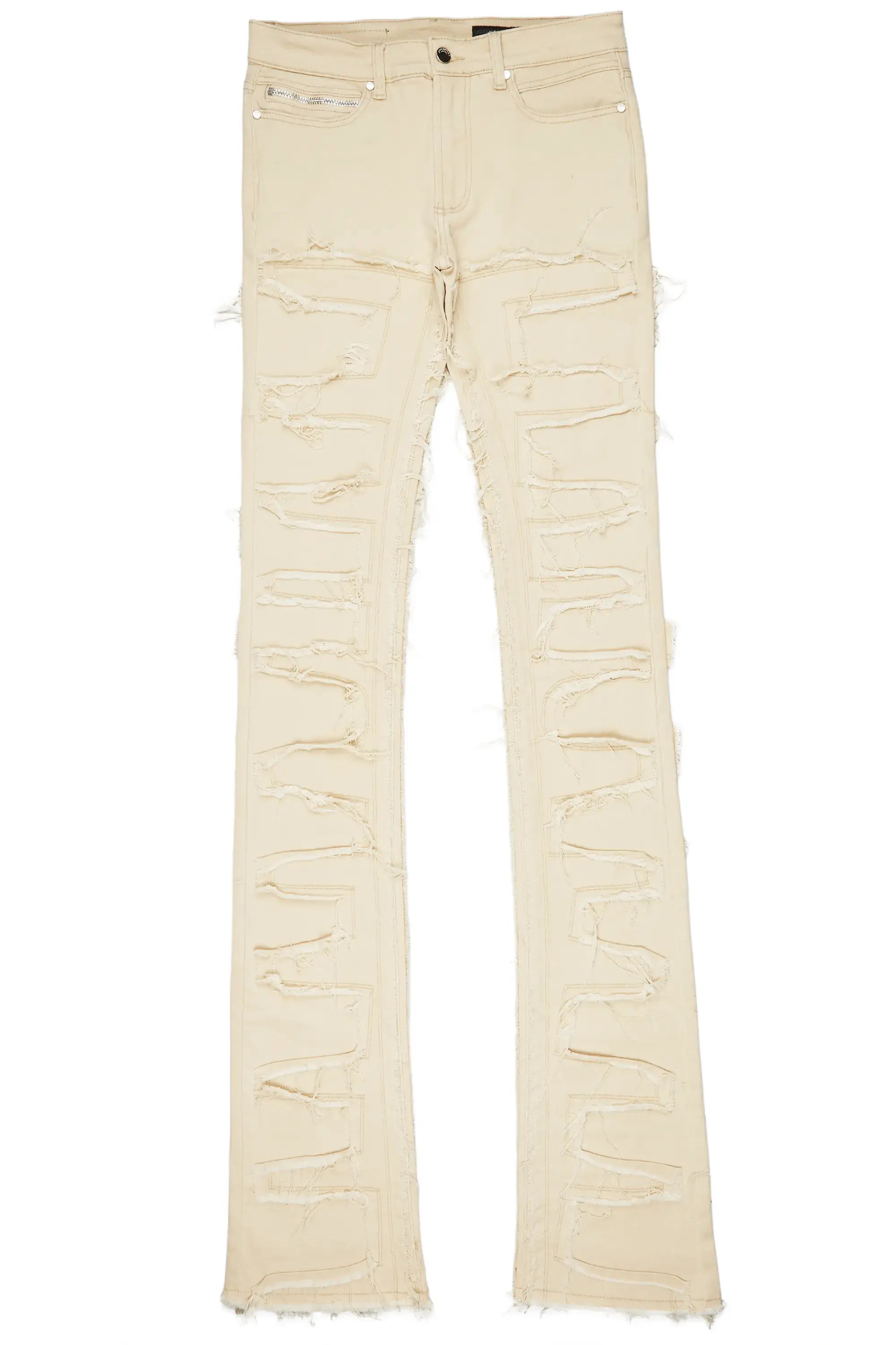 Boys Hallie Beige Super Stacked Flare Jean
