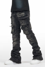 Boys Gentry Dark Grey Stacked Flare Jean