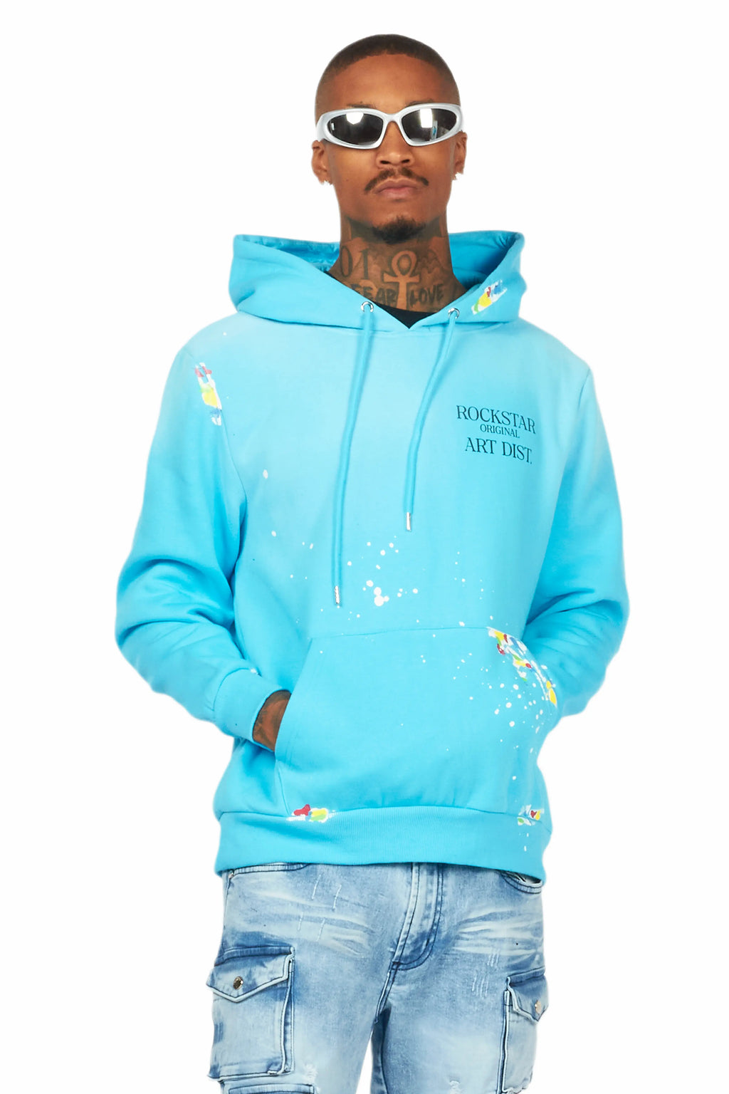 Rockstar Art Dist. Blue Graphic Hoodie
