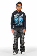Boys Texastea Vintage Black Hoodie/Stacked Flare Jean Set
