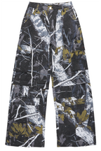 Precious Black Tree Camo Baggy Stacked Jean