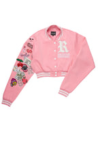 Jakaira Pink Crop Varsity Jacket
