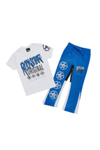 Boys Wizzurd Blue T-Shirt/Stacked Flare Pant Set