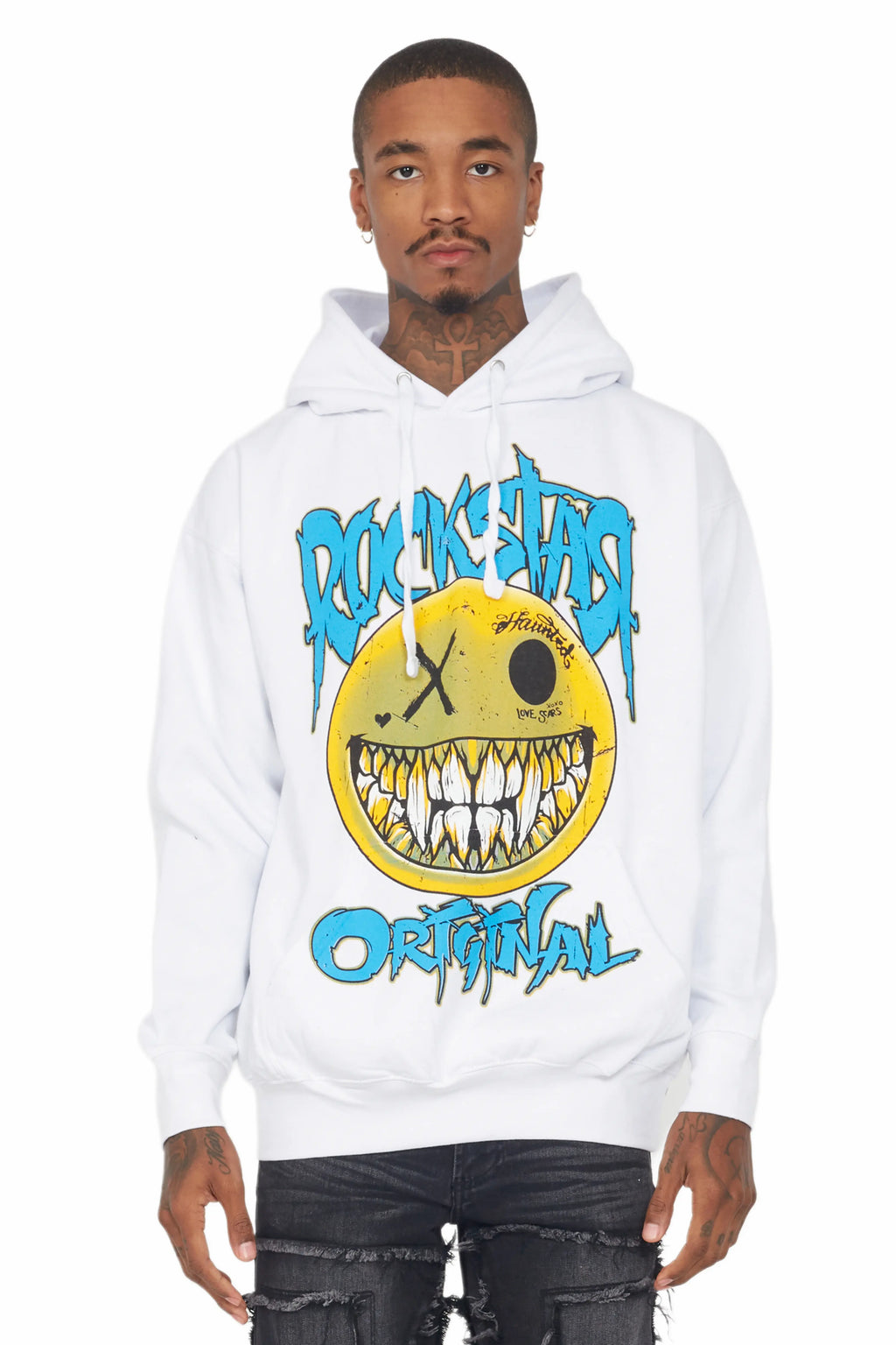 Fraust White Graphic Hoodie