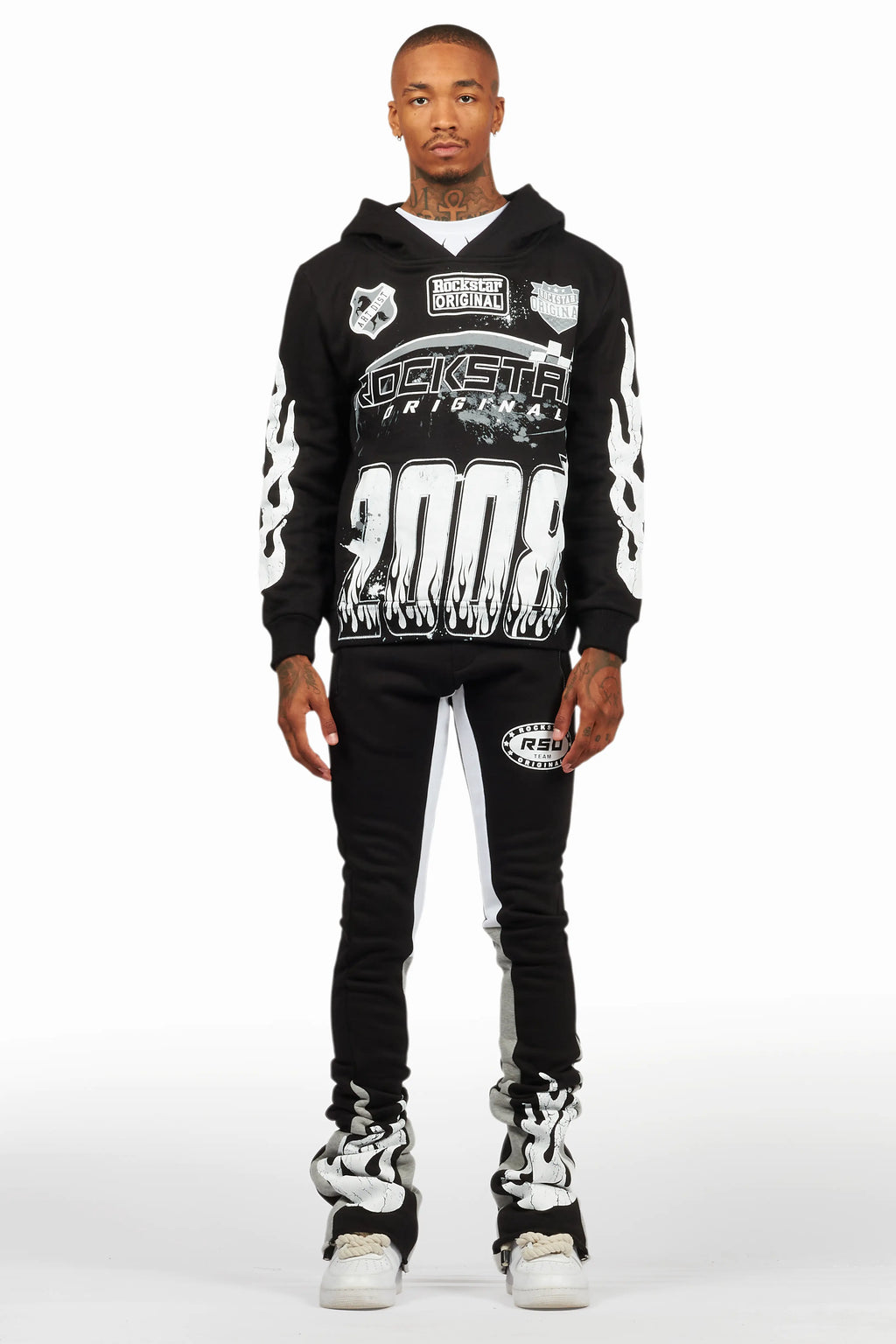 Amos Black Hoodie/Super Stacked Hoodie Track Set