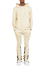Basic Beige Hoodie/Stacked Flare Track Set