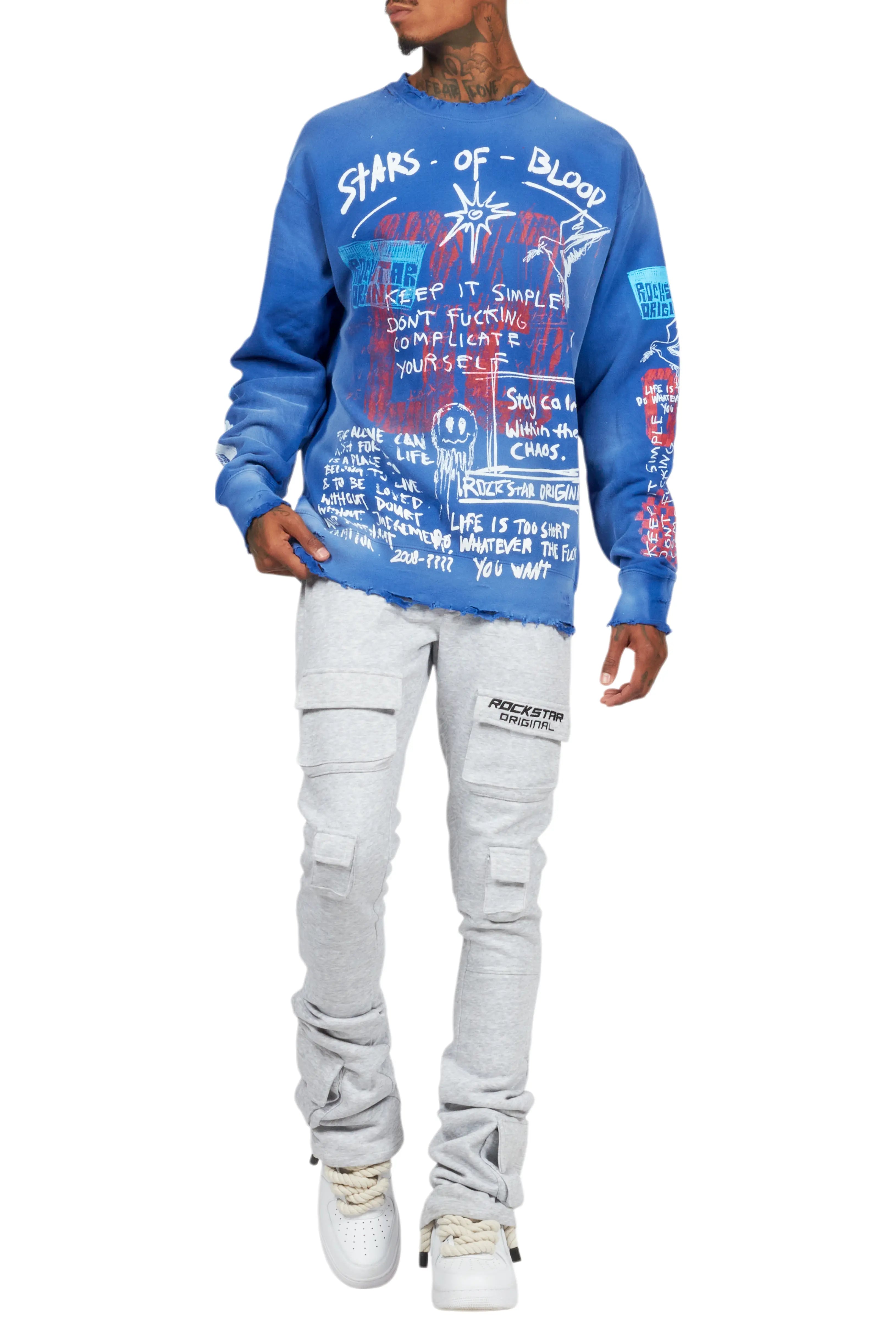 Gabin Royal Blue Graphic Crewneck