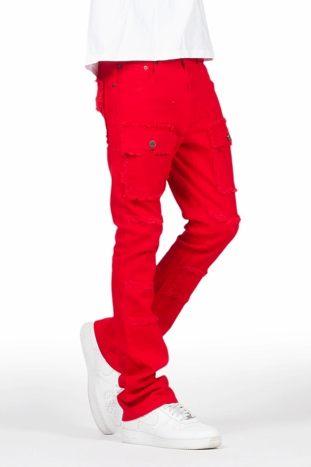 Lake White/Red T-Shirt/Stacked Flare Cargo Jean Bundle
