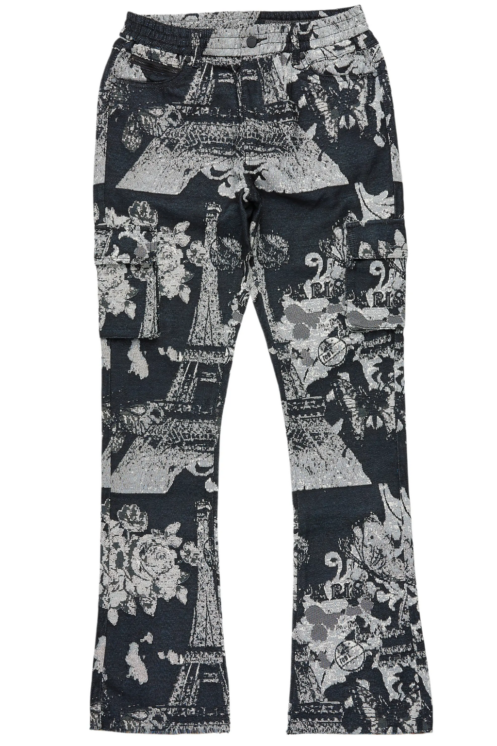 Girls Lamia Black Tapestry Stacked Flare Jean