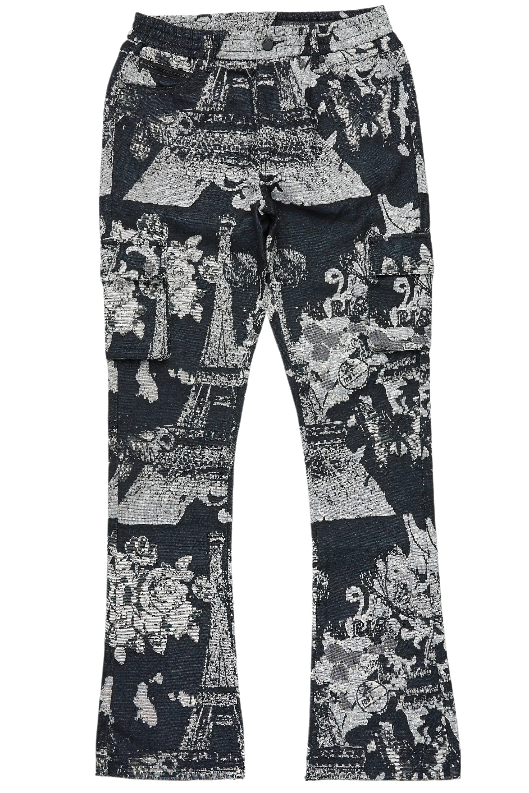 Girls Lamia Black Tapestry Stacked Flare Jean