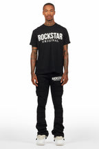 Emilio Black T-Shirt/Stacked Flare Track Set