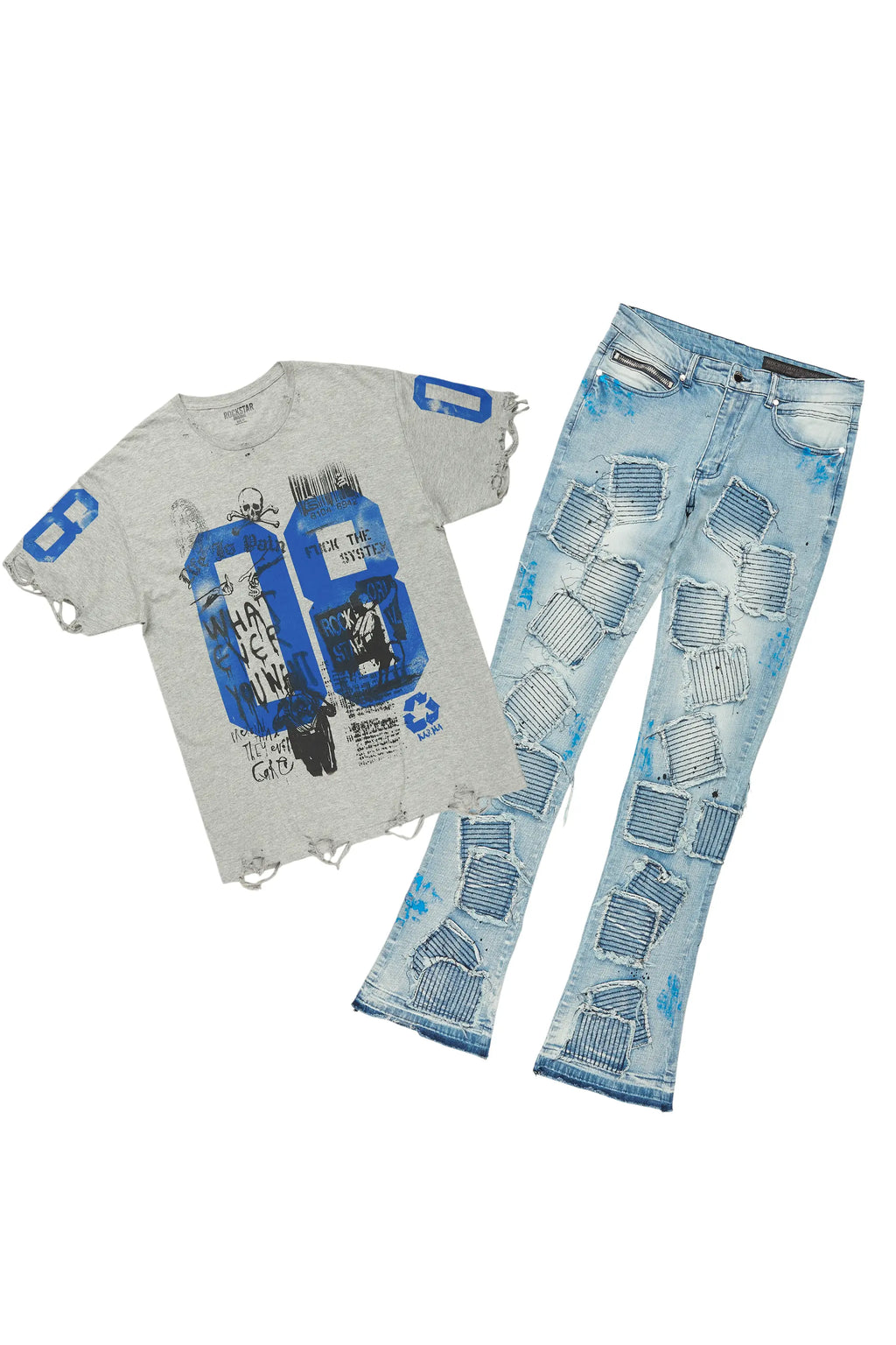 Grill Grey T-Shirt/Stacked Flare Jean Set