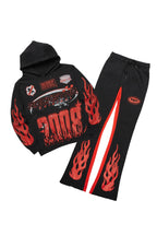 Amos Black/Red Hoodie/Baggy Track Pant Set