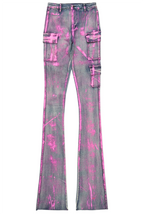 Deaisha Tinted Dark Wash Painted Super Stacked Jean