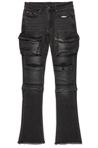 Jan Black Stacked Flare Cargo Jean