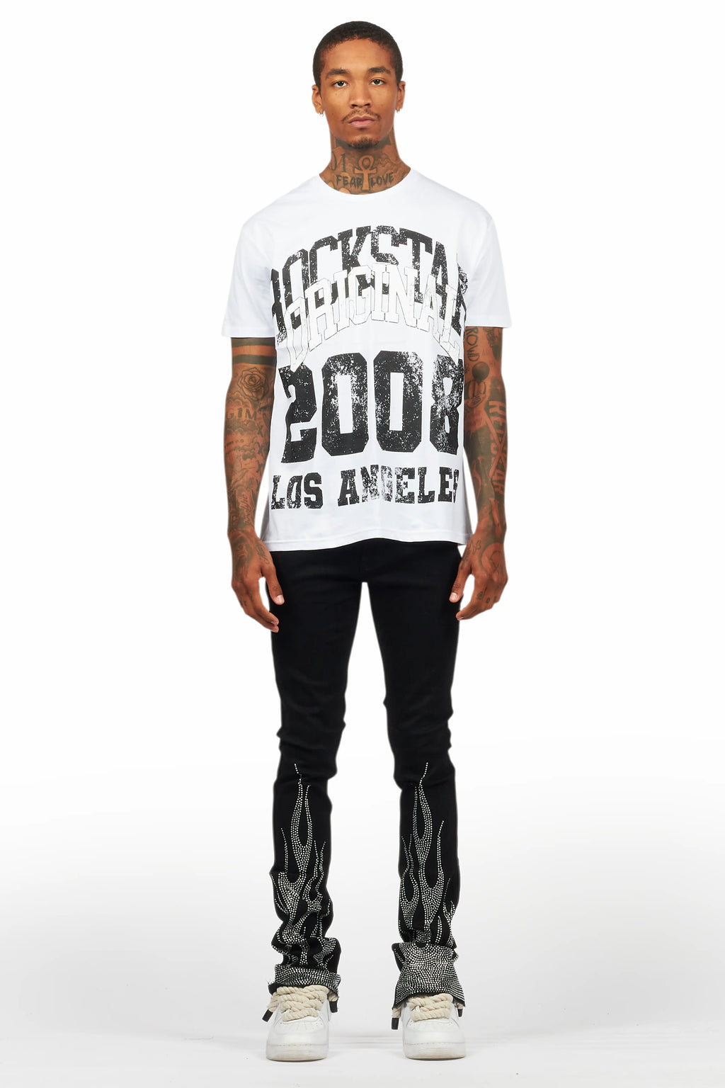 Samba Black Rhinestone Stacked Flare Jean