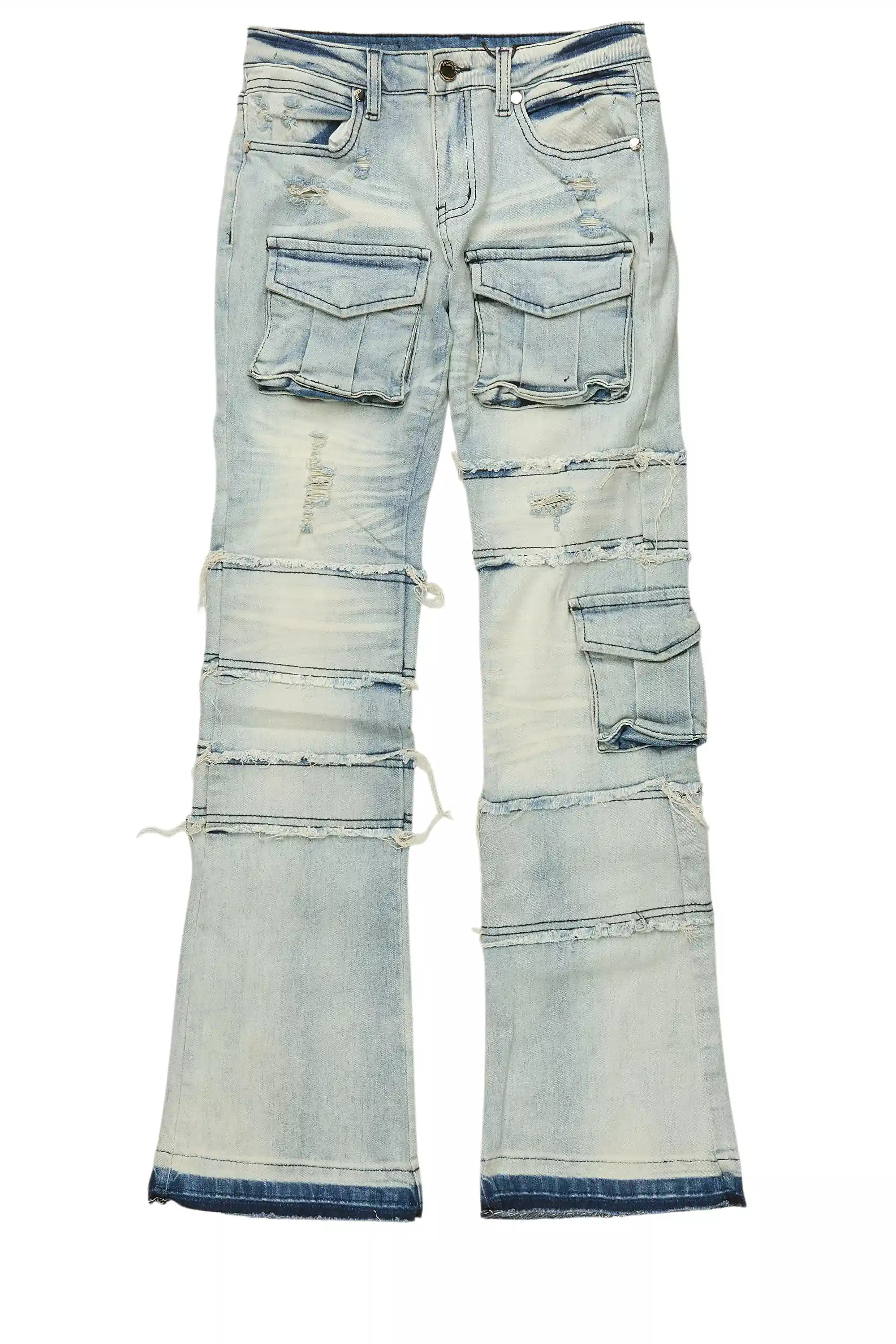Boys Folant Light Blue Stacked Flare Jean
