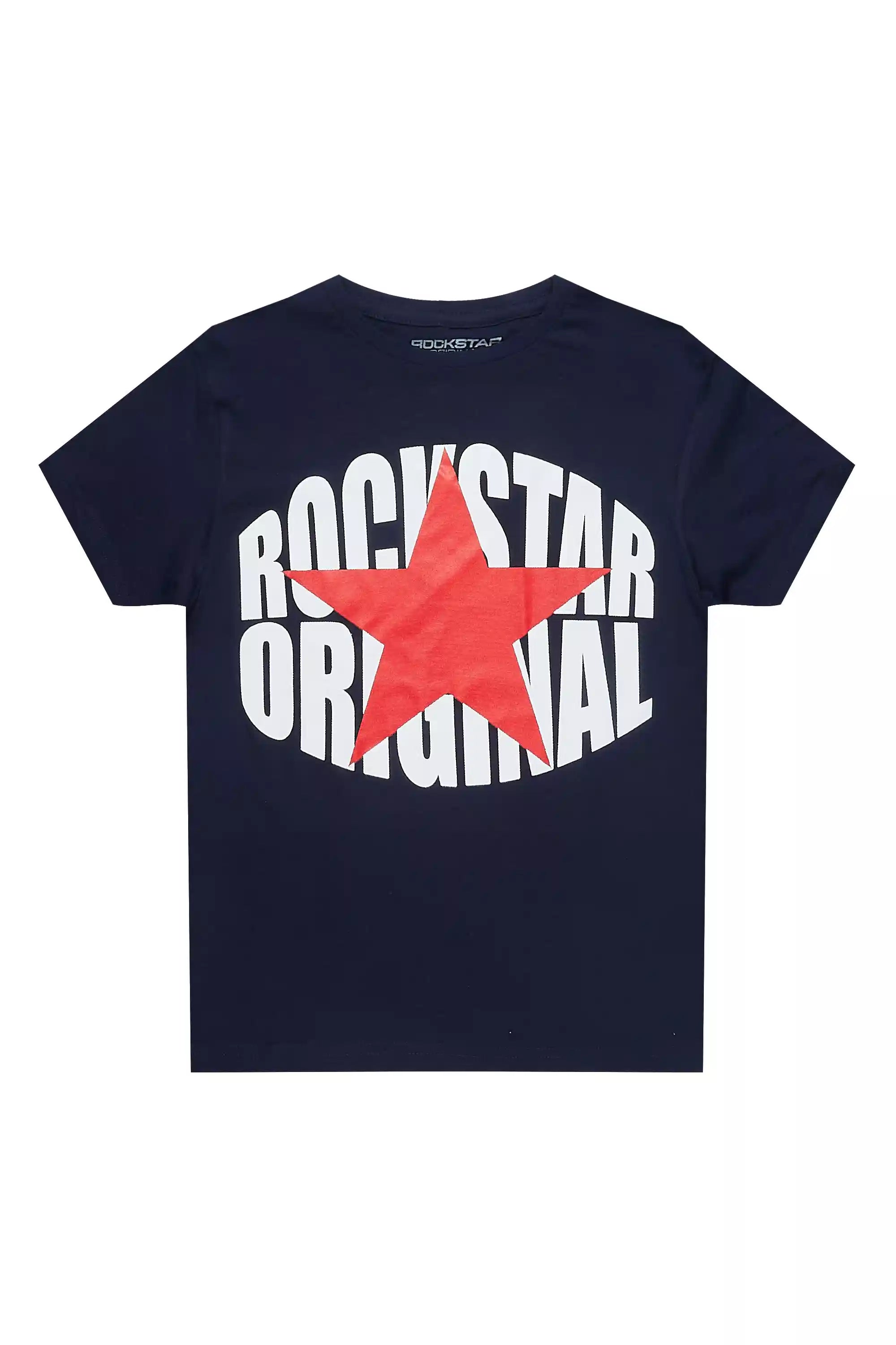 Boys Ezra 2.0 Navy/Red Graphic T-Shirt