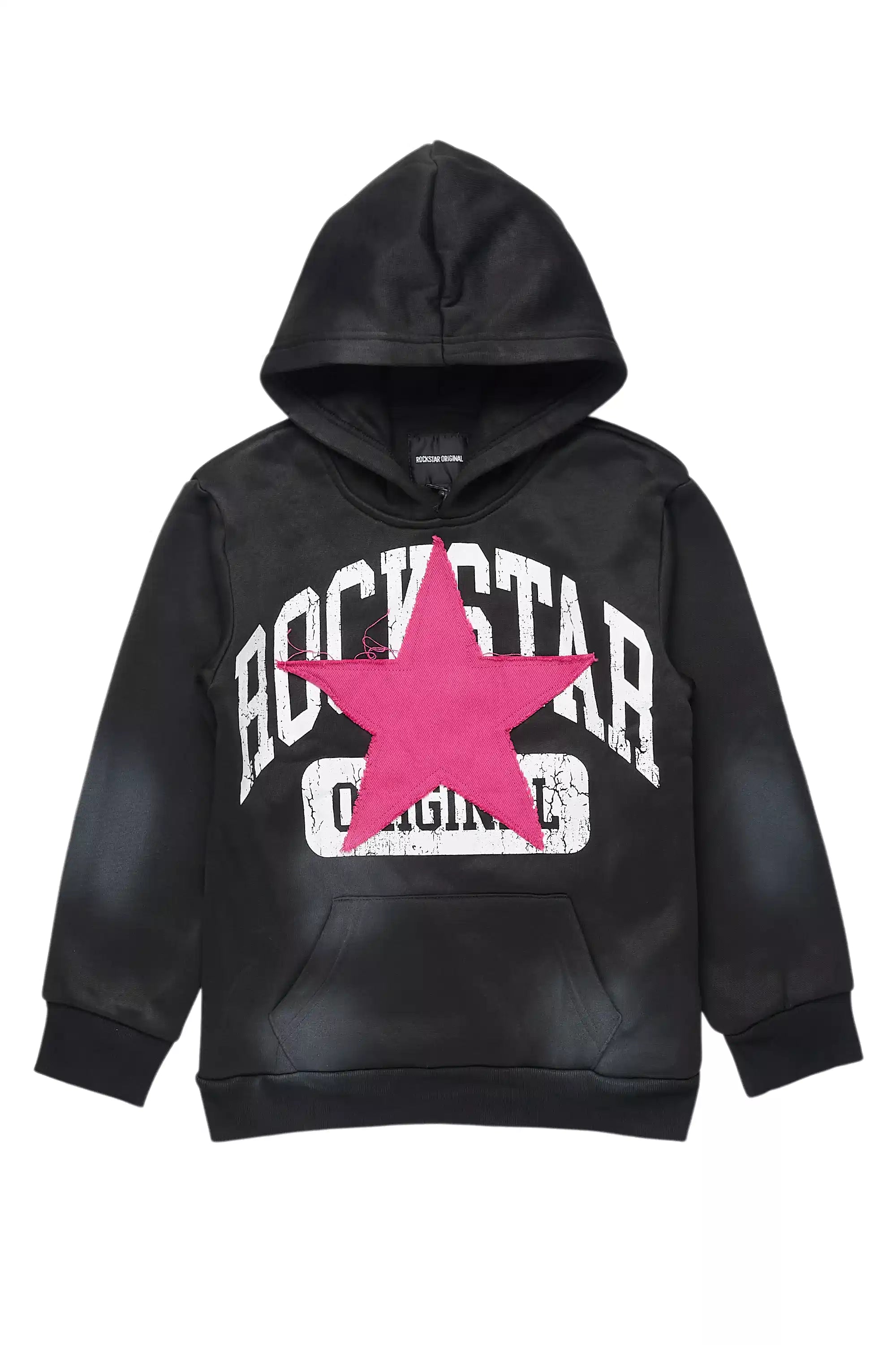 Girls Danika Black/Pink Graphic Hoodie with Patch