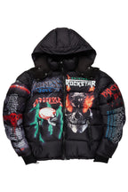 Black Nash Graphic Print Puffer Jacket