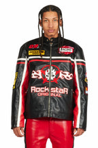 Roch Black/White Leather Moto Jacket