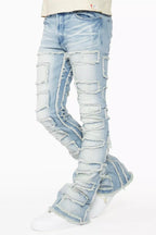 Shake Light Blue Stacked Flare Jean