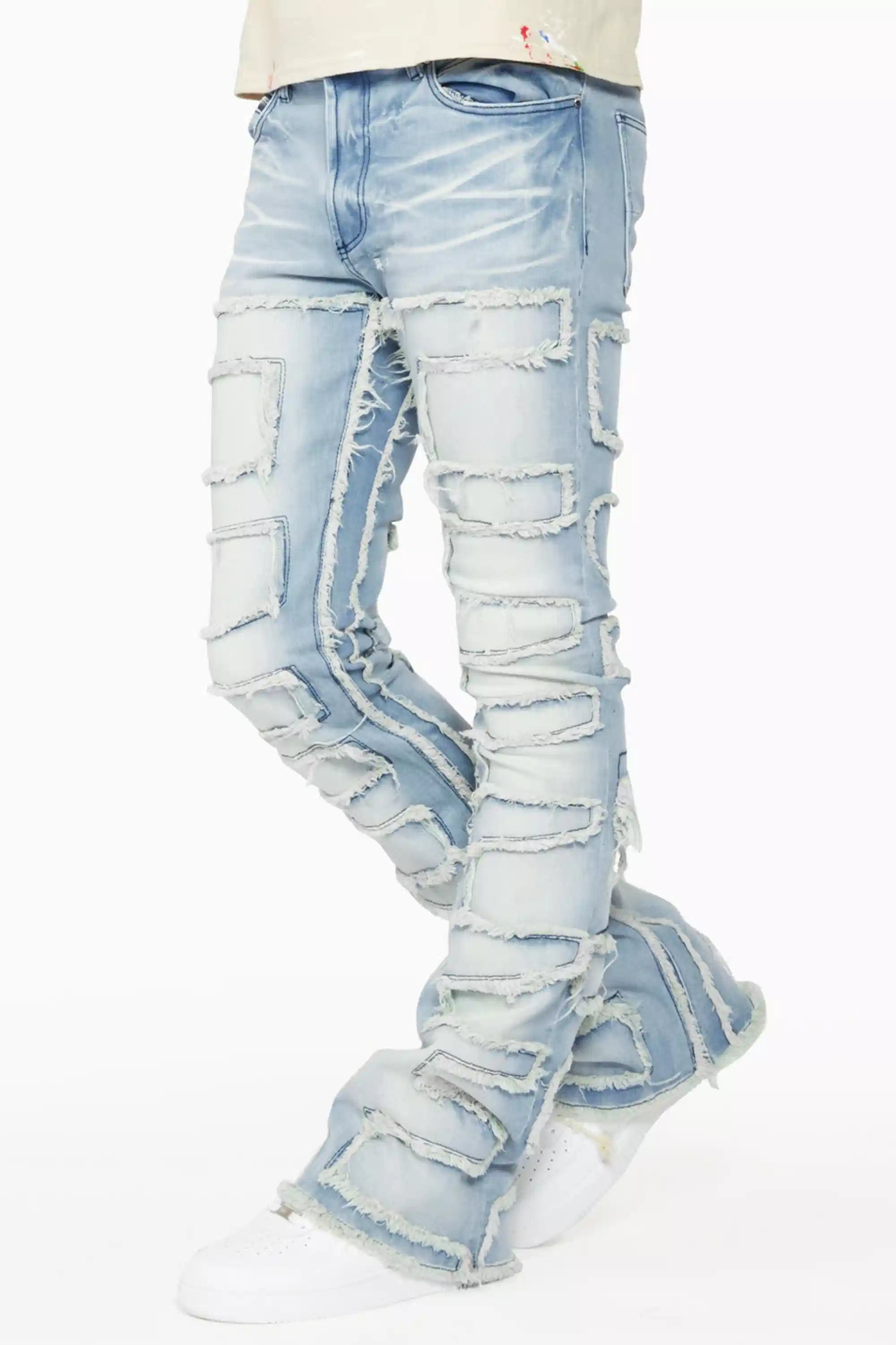 Shake Light Blue Stacked Flare Jean