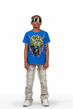 Boys Bronte Royal Blue T-Shirt/Stacked Flare Jean Set