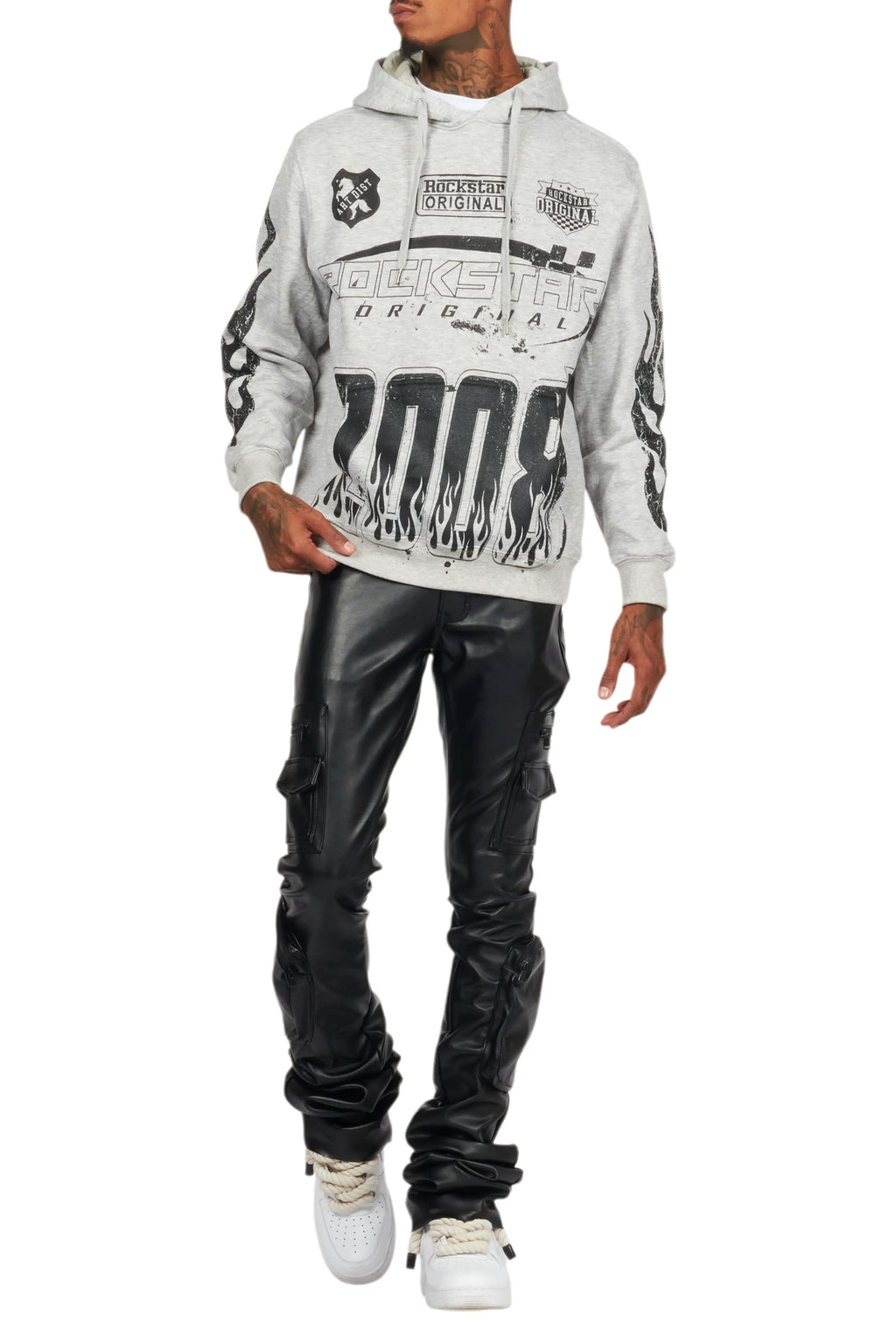 Amos Heather Grey Graphic Hoodie