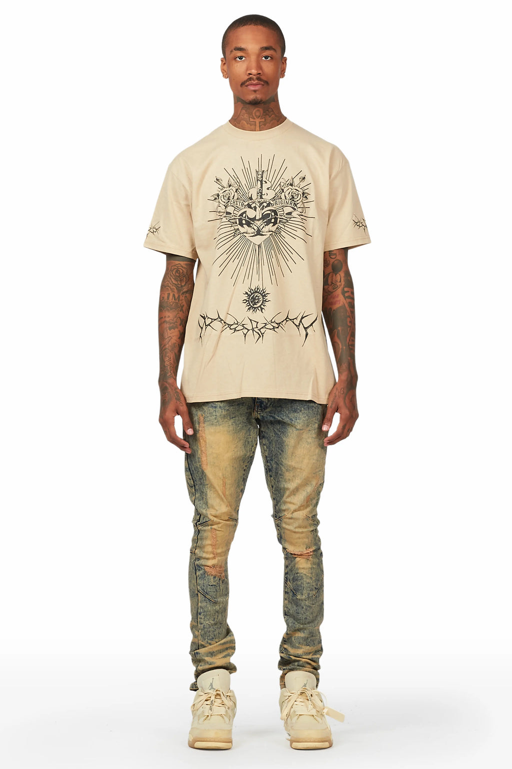 Leander Beige T-Shirt Slim Fit Jean Bundle