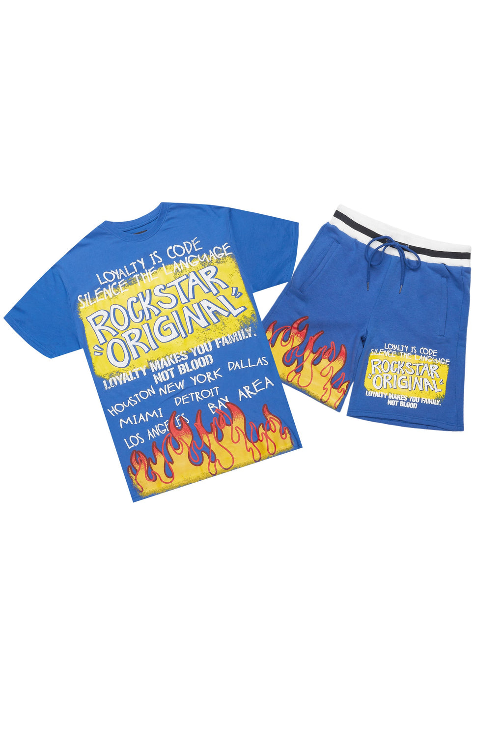 Beno Royal Blue Graphic T-Shirt Short Set